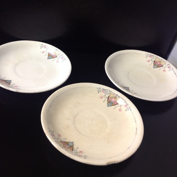 Vintage Derwood Shape W. S. George 135A Saucer Set of 3