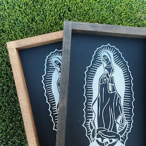 Virgen de Guadalupe Handgemachtes Holzschild Holzkunst Virgen Maria Wandkunst