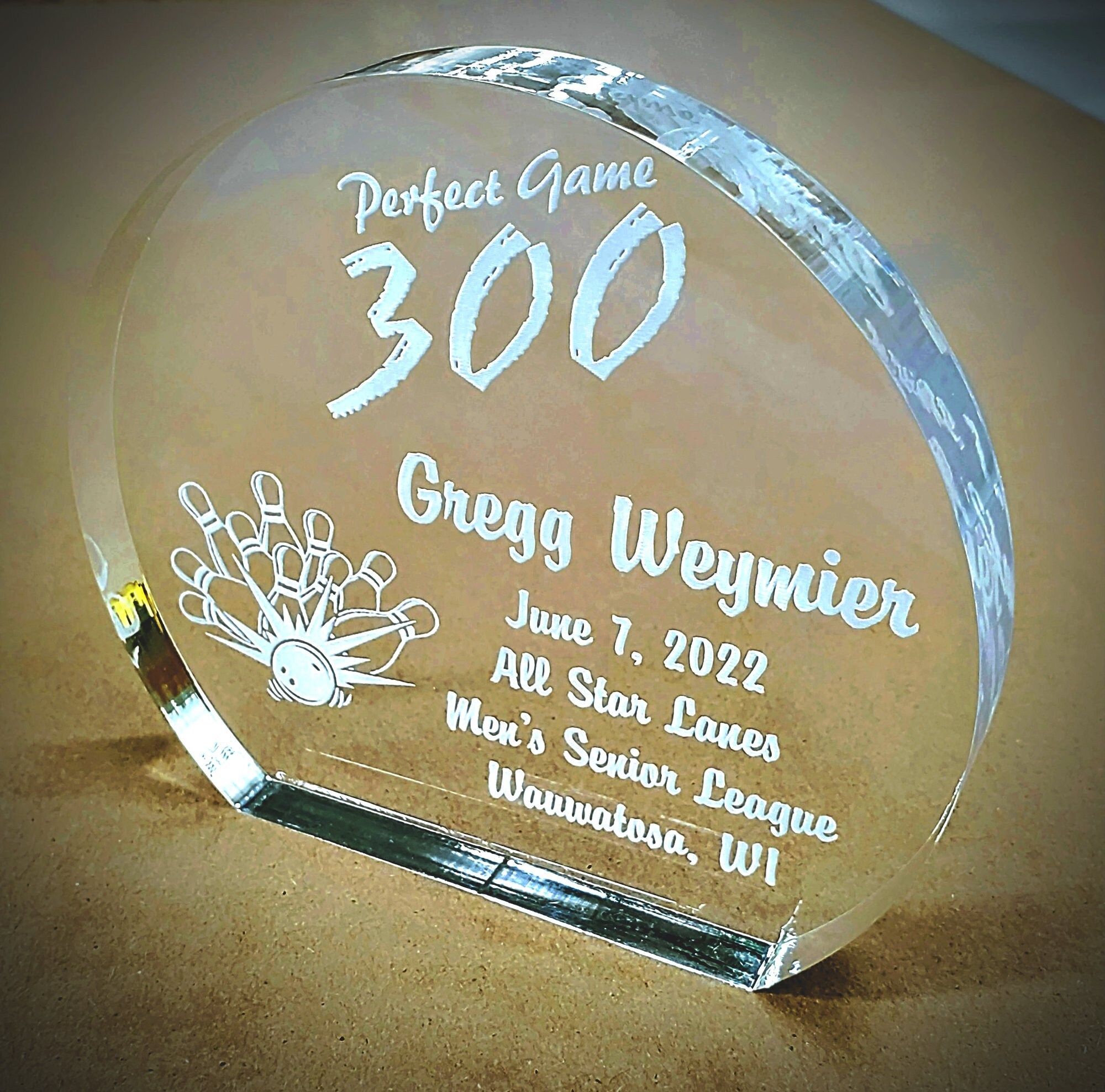 Perfect Game 300 Bowling Award & Trophy - Free Custom Engraving - Etsy