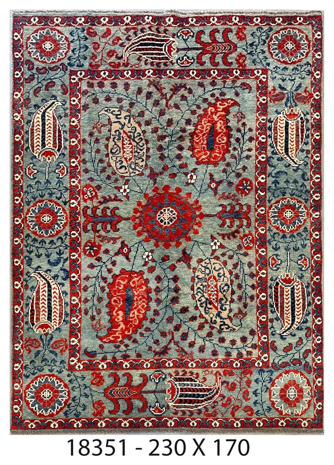 Handmade Abshar Suzani Rug 230cm X 170cm / 7ft 7in / Wool / Handknotted ...