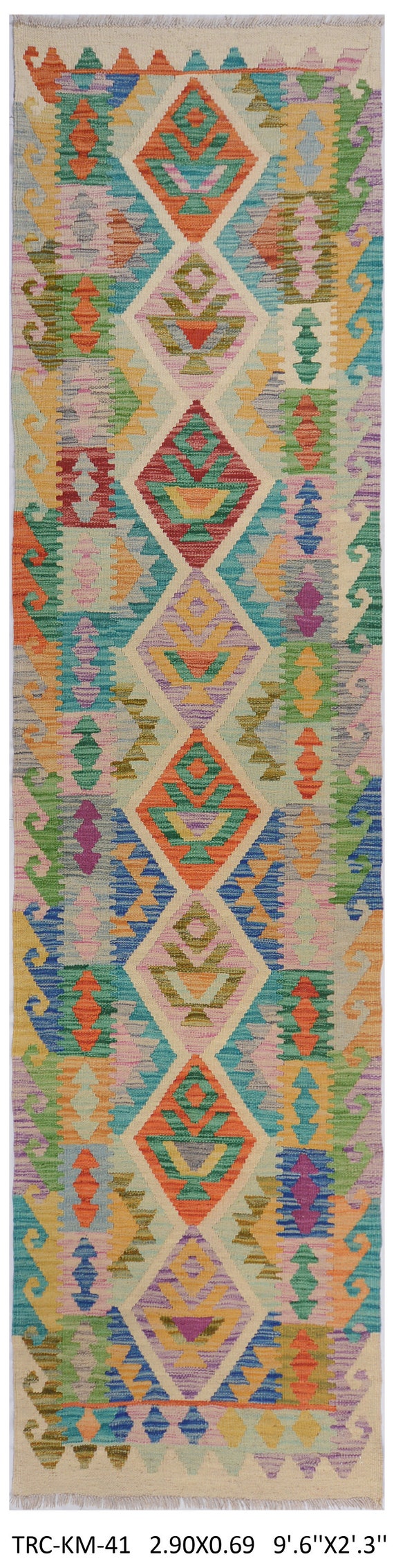 アフガンキリム　ランナー 手織りアフガンキリムランナー 290 x 68 cm / 9ft6in x 2ft3in : 植物