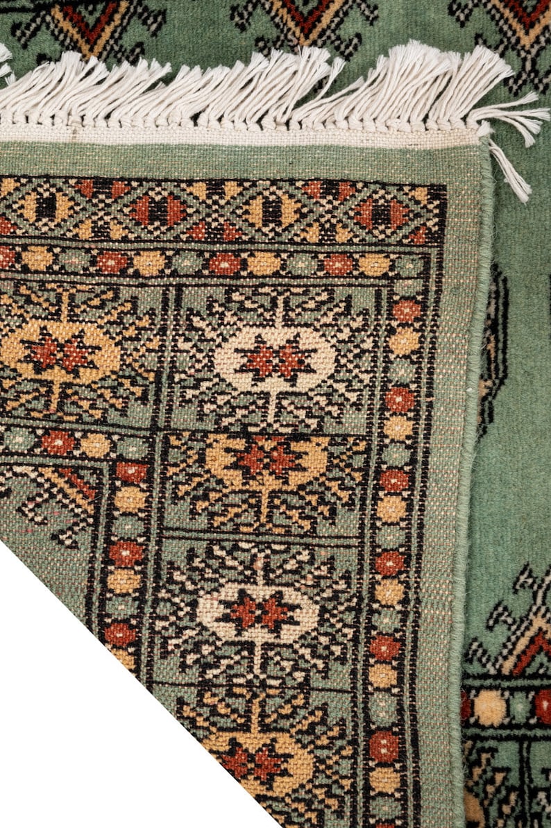 Handmade Bokhara Pakistan Runner Rug Colour Green Size Etsy