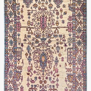 112 x 180 cm / 3 pi 8 po. x 6 pi / Carpette Oushak / Noué à la main Afghan / Laine / Tapis de chambre / Tapis de salon / Rose