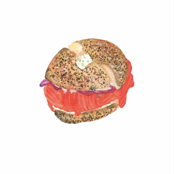 Loaded Everything Bagel- Watercolor print