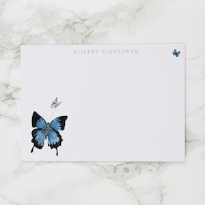 Blue and Purple Butterflies - Personalized Watercolor Stationery