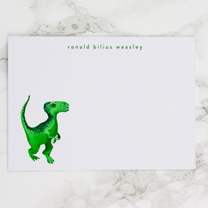 Green Dinosaur - Personalized Watercolor Stationery