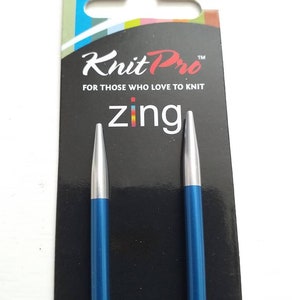 KnitPro Zing Knitting Needles: 4.5mm Aluminum, Silver Tips