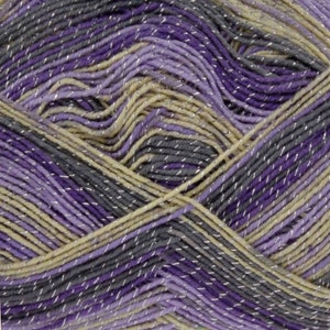 King Cole Party Glitz 4 ply Sock Knitting Wool , lilac sparkle sock yarn , 4 ply knitting wool