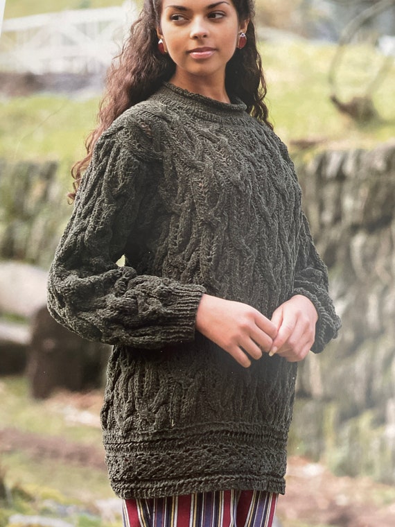 Patons Adult Pattern 4981 Ladies Cable Pattern , Tunic Sweater Pattern ,  Knitting Patterns , Ladies Chenille Jumper Knitting Pattern 