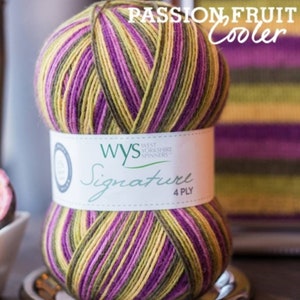 WYS Signature 4 ply sock yarn 75% wool  Passionfruit cooler , sock knitting wool , 4 ply wool