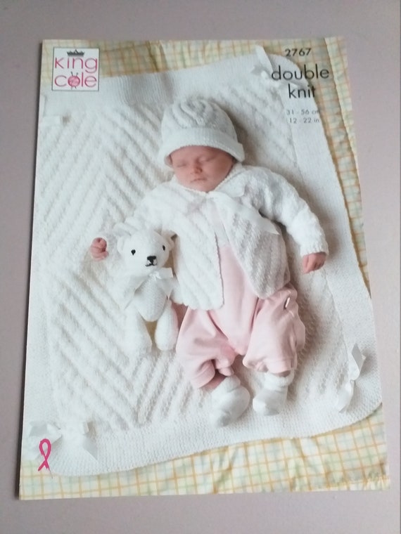 King Cole Babies Blanket, Hat and Jackets Knitting Pattern 2767 - Double Knit King Cole Babies Blanket, Hat and Jackets Knitting Pattern 2767 - Double Knit