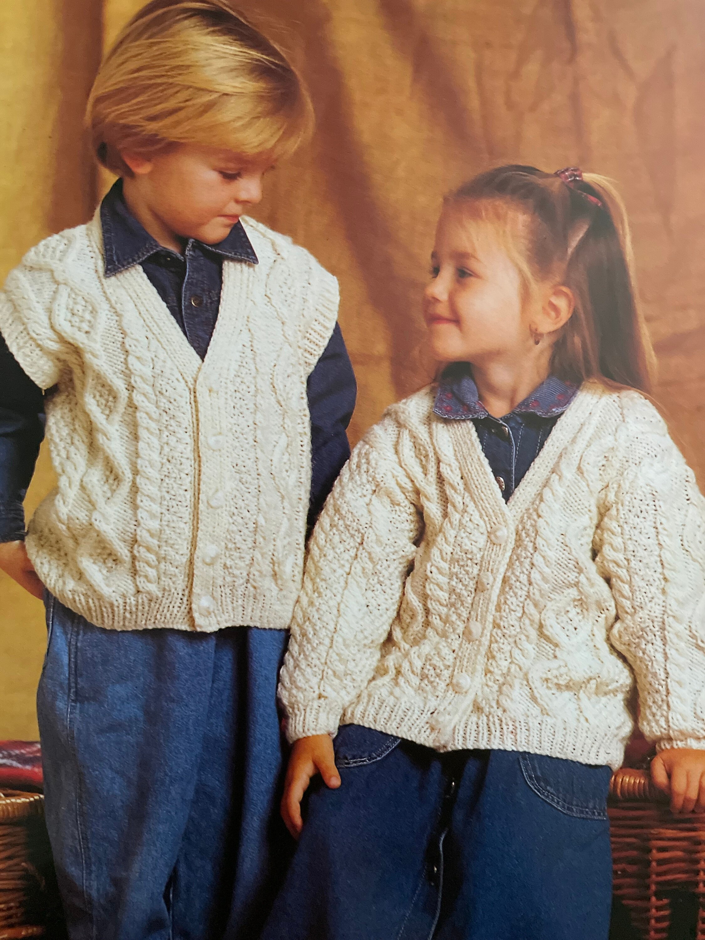Teddy Knitting Patterns 7152 Childs Aran Knitting Patterns Etsy UK
