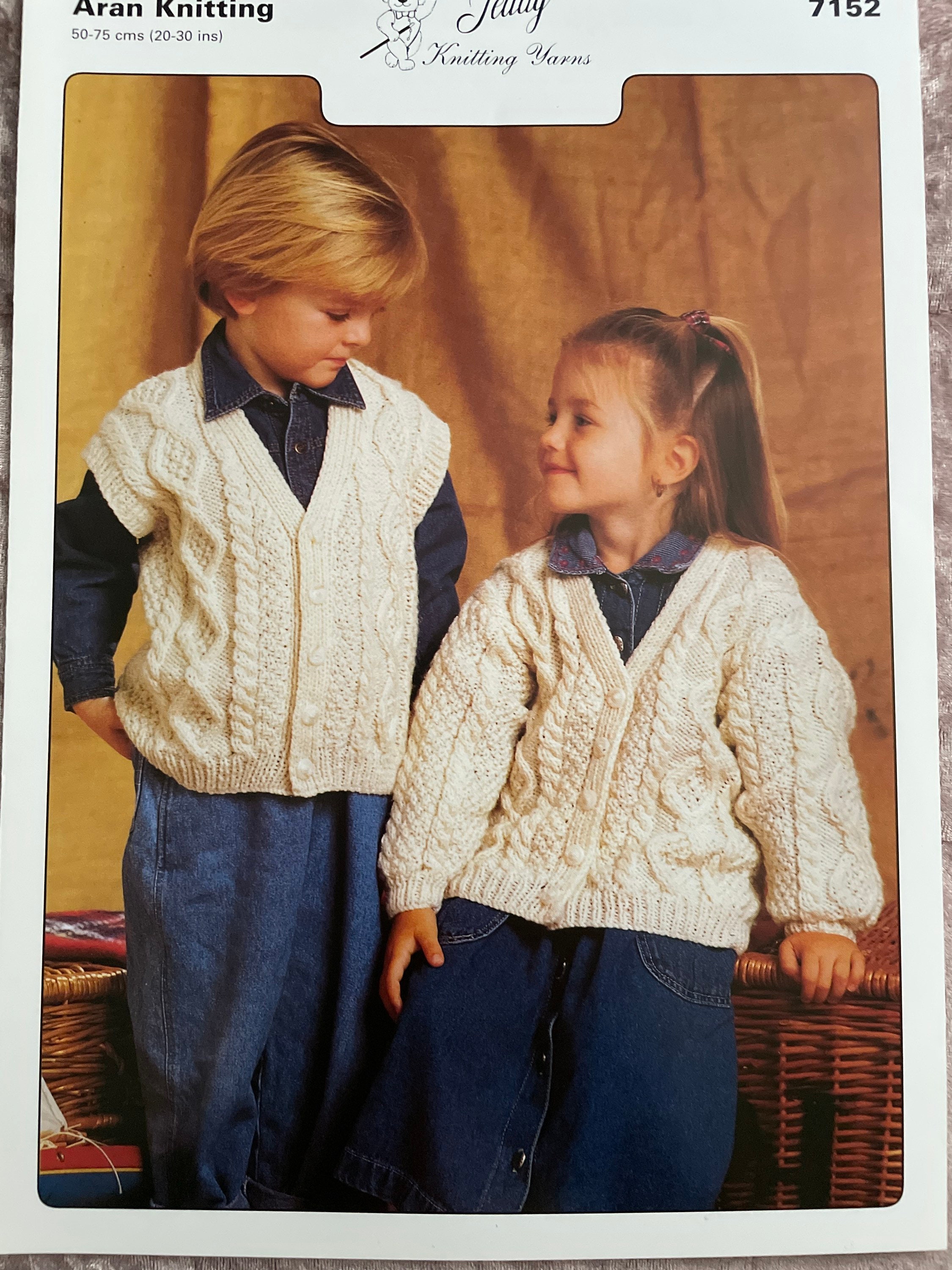 Teddy Knitting Patterns 7152 Childs Aran Knitting Patterns Etsy UK