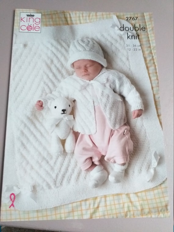 King Cole Babies Blanket, Hat and Jackets Knitting Pattern 2767 - Double Knit King Cole Babies Blanket, Hat and Jackets Knitting Pattern 2767 - Double Knit