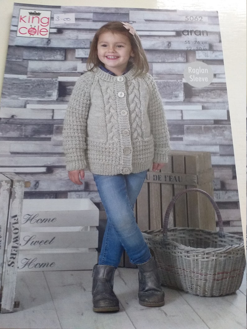 King Cole Knitting Pattern Aran Patterns Childs Knitting Etsy UK