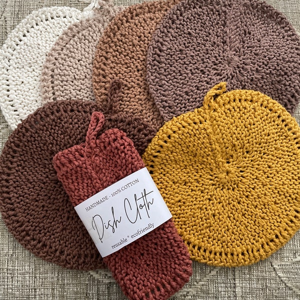 Eco Friendly Recyclable hand knitted Round Cotton Dish Cloths or Wash Cloths , Xmas stocking fillers