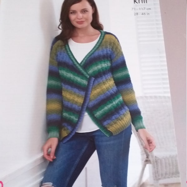 King Cole pattern 5007 ,  adult cardigan pattern , adult sweater pattern , knitting patterns , dk yarn , dk knitting patterns