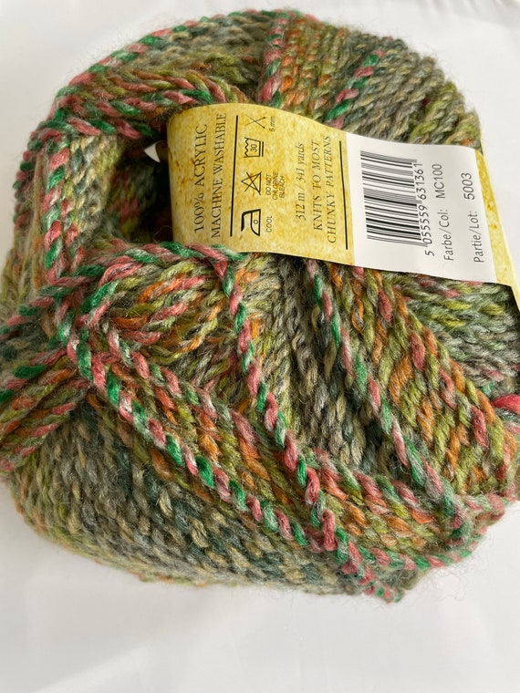 James Brett Marble Chunky Knitting Wool MC100, Marble Chunky Wool , Green  Multi Chunky Wool , Chunky Crochet Yarn 