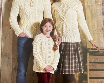 King Cole Aran Cardigan & Sweater Knitting Pattern 5589