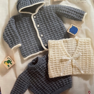 King Cole Baby Sweater, Jacket & Gilet Knitting Pattern 2797 - Double knit King Cole Baby Sweater, Jacket & Gilet Knitting Pattern 2797 - Double knit