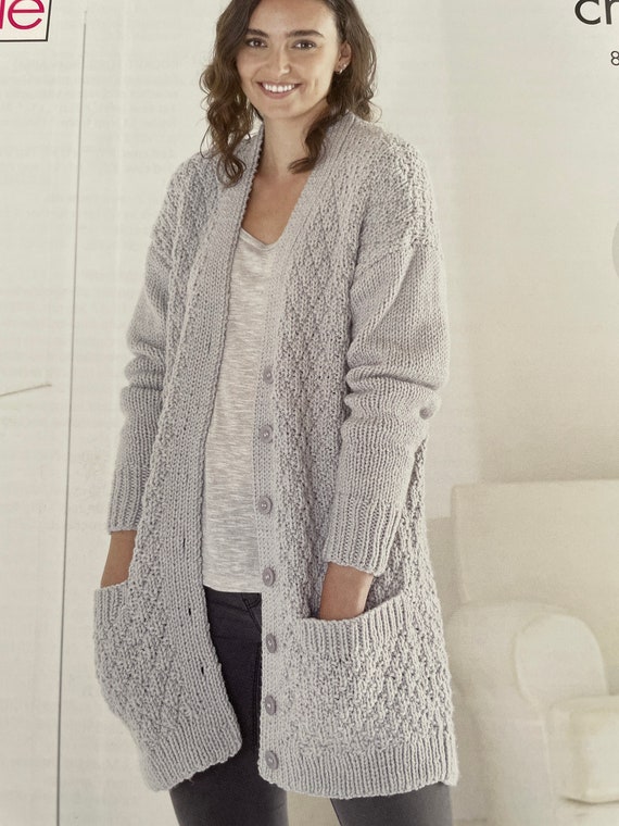Ladies long chunky hot sale cardigans