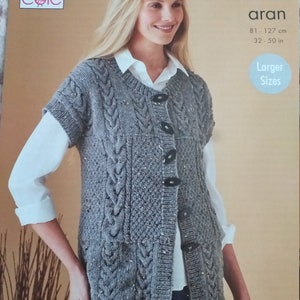 Larger Sizes Aran Waistcoat Cardigan Knitting Patterns King - Etsy