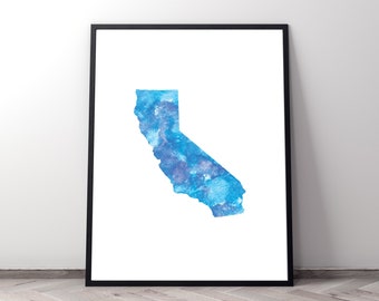 California map decor, bohemian, digital poster, 50th anniversary