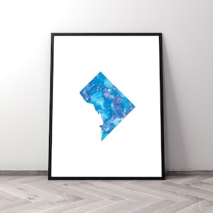 Washington DC minimalist map watercolor print