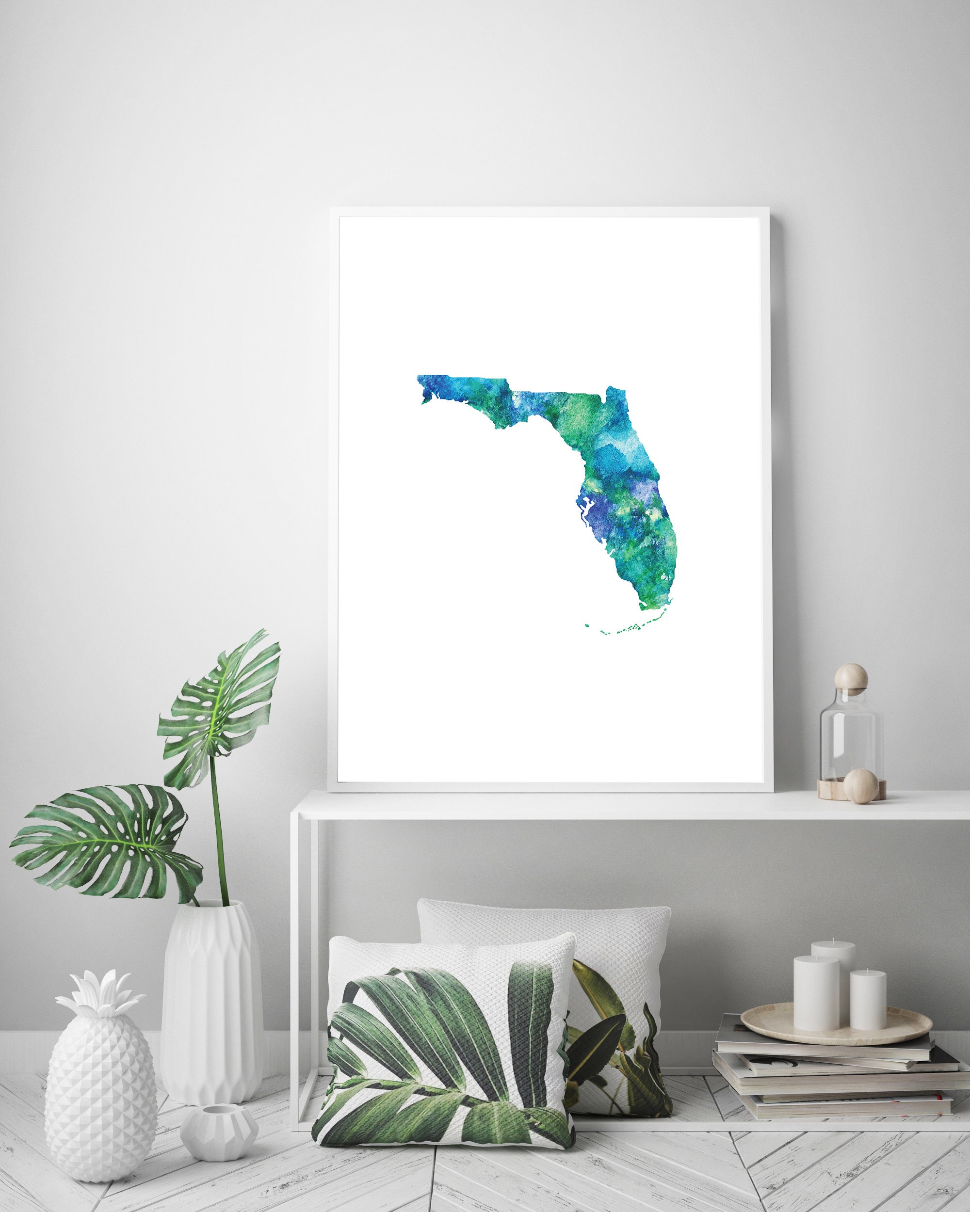 Florida, Printable Wall Art, Map, University of Florida, Watercolor ...