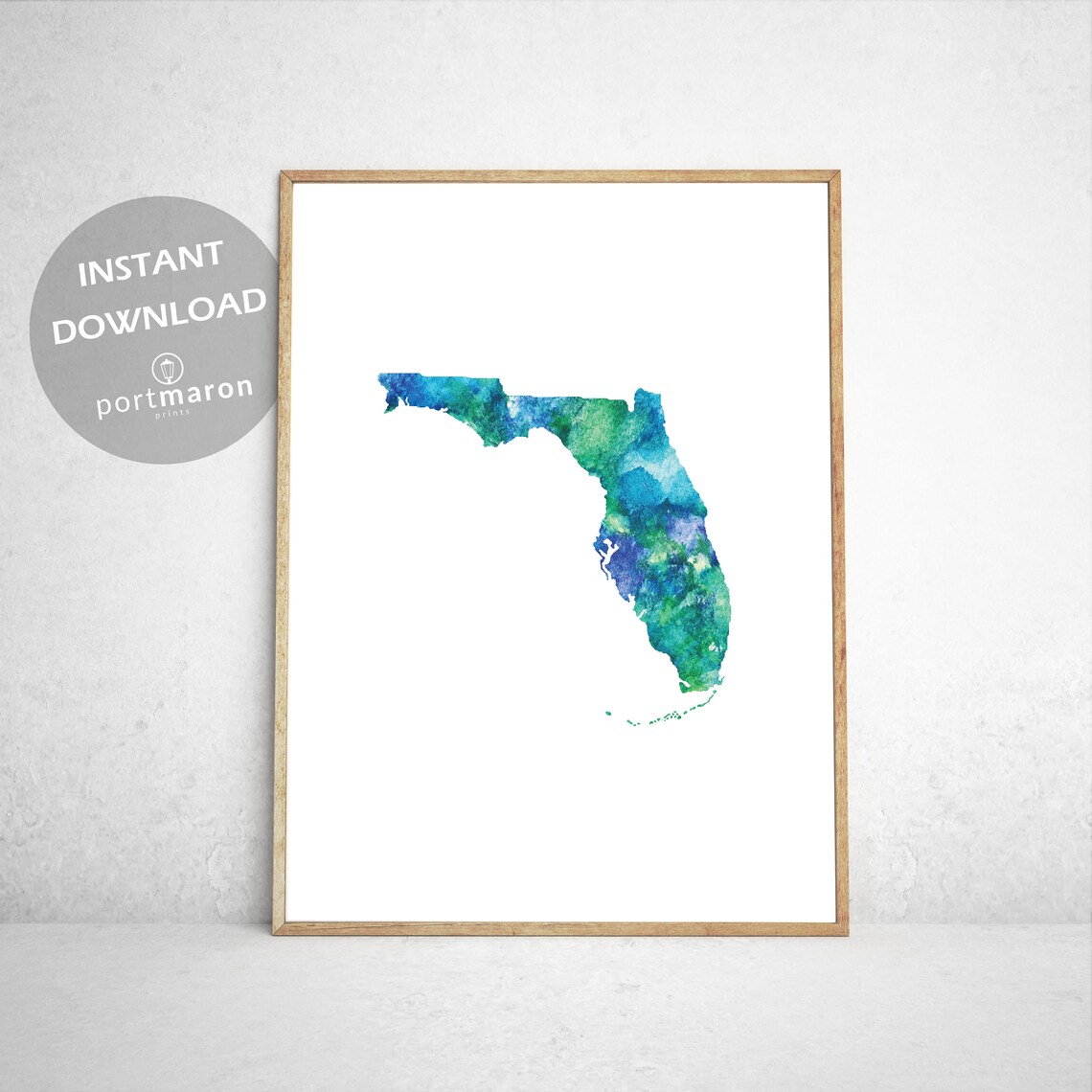 Florida, Printable Wall Art, Map, University of Florida, Watercolor ...