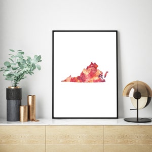 Virginia Tech Dorm Wall Art - Printable Watercolor Map - Graduation Gift - Instant Download - Home Decor - Room Makeover