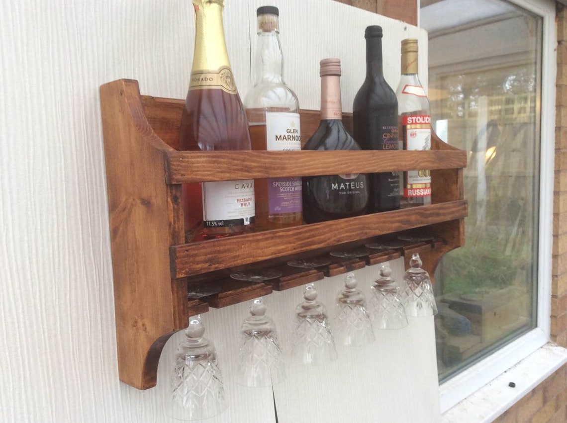 Lovely Gin / Drinks Shelf Made From Soft Wood and Beautifully Etsy