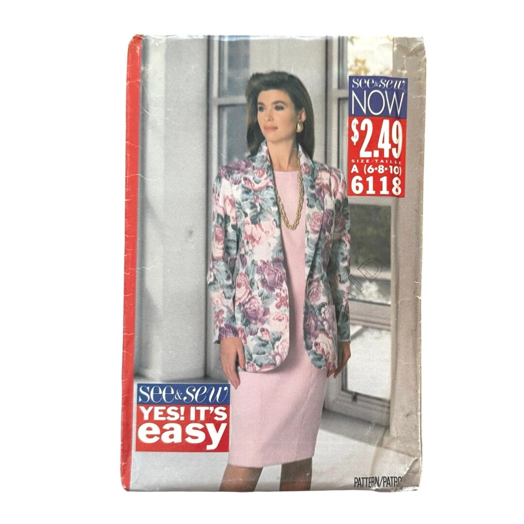 See & Sew Sewing Pattern 6118 Misses’ Jacket and Dress Sizes 6-10 Uncut ...