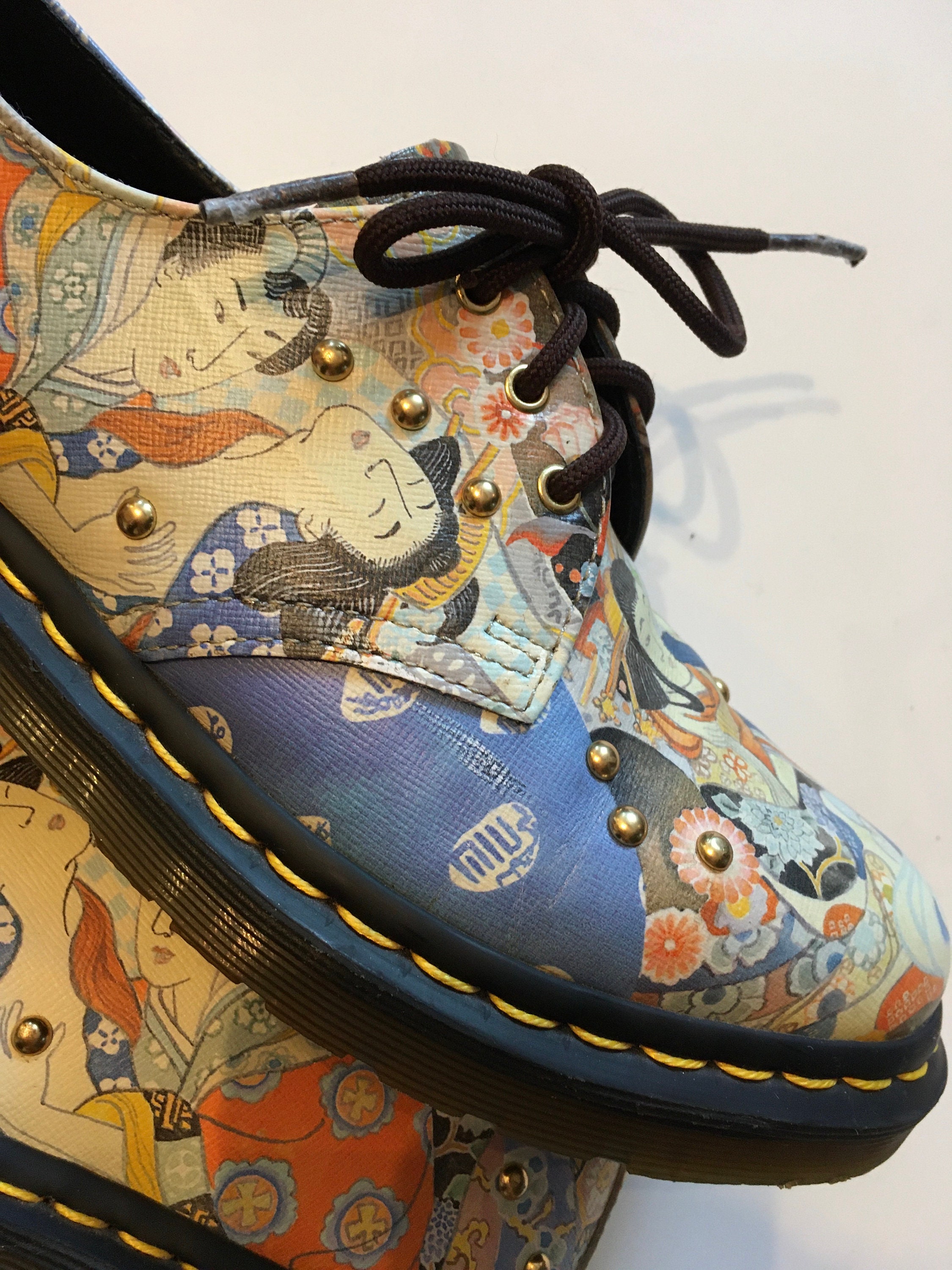 Dr Martens 1461 Eastern Art Japanese Artist Studded Rare Dr Martens 1461 Eastern Art Japanese Artist Studded Rare