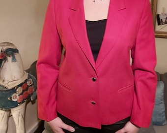 Beautiful 80s Vintage Pure Wool Red Blazer Size 10 Preppy Tailored Indie Boho