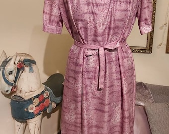 Cute Pastel Pink Vintage Handmade Dress Size 10-12 Indie Boho Hippue Pin Up Lolita Retro Abstract Floral Pattern