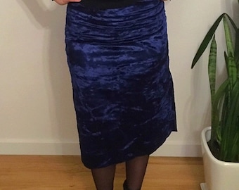 Unique Vintage 70s Handmade Crushed Velvet Pencil Skirt Size 10 Indie Boho Hippie Grunge Glam Rock