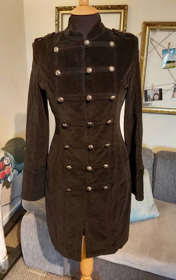 Cool Vintage Velvet Military Jacket Size 10 Indie
