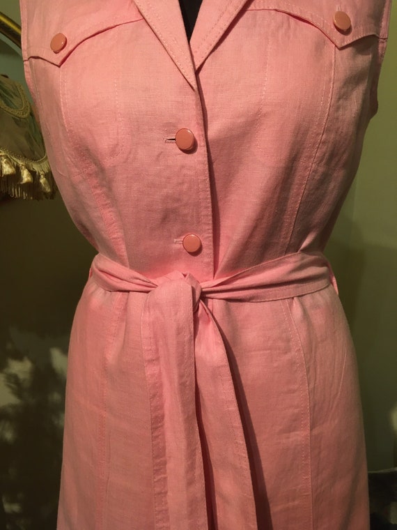 Vintage 80s 90s Pink Designer Escada Pinafore Shi… - image 4