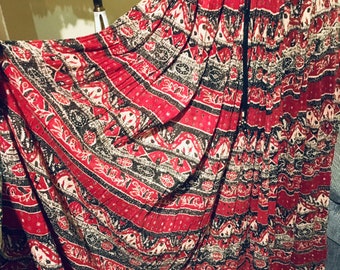 Vintage Gypsy Paisley Striped Patterned Multicoloured Skirt Size 10 Indie Boho Bohemian Hippie Psychedelic