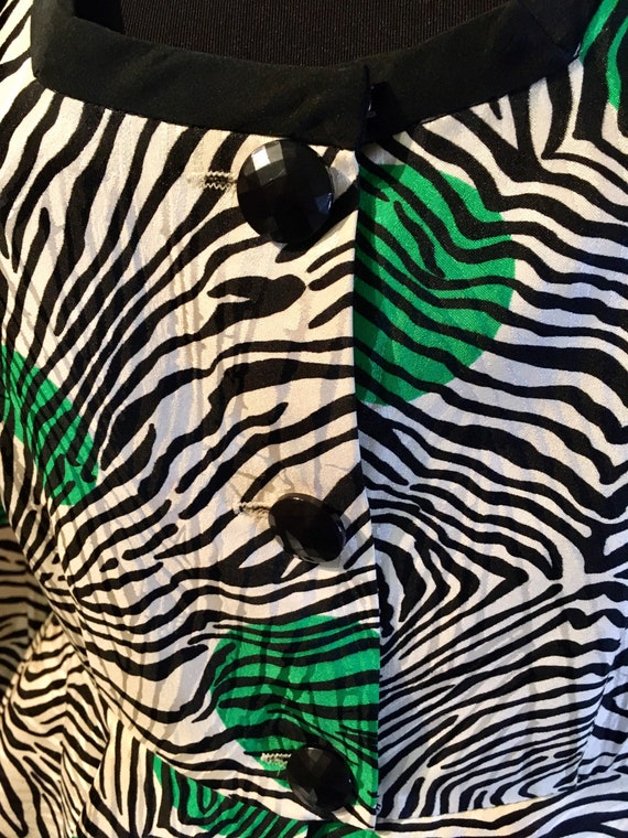 Amazing Vintage Zebra Print Peplum Dress 100% Sil… - image 5