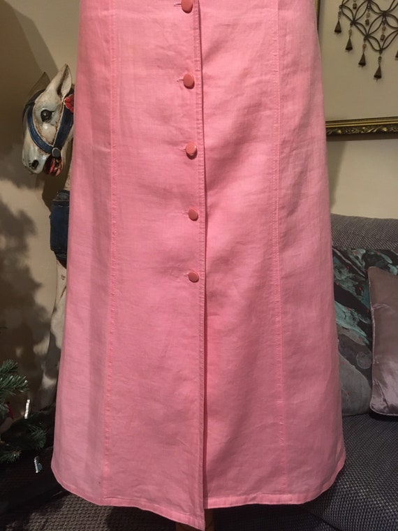 Vintage 80s 90s Pink Designer Escada Pinafore Shi… - image 5