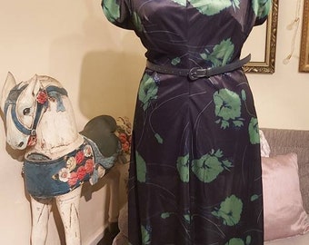 Unique Vintage Handmade 70s Maxi Floral Dress Size 10-12 Indie Boho Bohemian Hippie Grunge