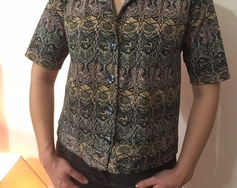 Cute vintage buttoned cropped jacket blouse size 10/12 Indie Boho Hippie Psychedelic
