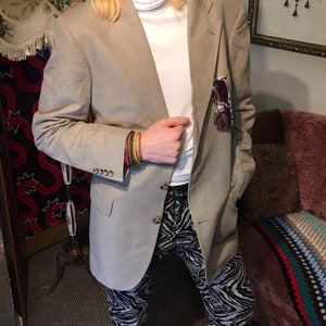 Coole Vintage Graue Leinen Ralph Lauren Polo Universität Club Maßanzug Blazer Jacke Größe L Indie 80er 90er Jahre