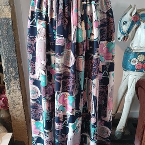 Vintage 80s Abstract Patterned Midi Skirt Size 8-10 Indie Boho Hippie