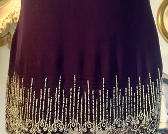 Vintage Longline Deep Purple Sequin Panel Top Size 12-14 Indie Boho Hippie Goth Gothic Glam Rock