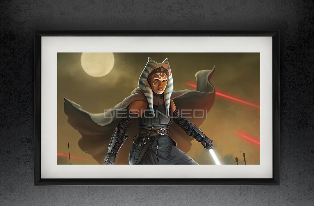 Custom Framed Ahsoka Tano , Framed and Matted Painting, Gift, Custom