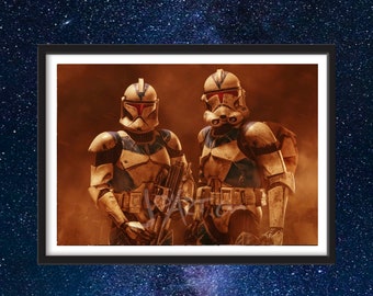 Custom Framed Star Wars Clones , Framed and Matted Painting, Gift, Custom Art, Art, Mancave