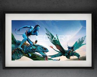 Avatar Banshee, Framed and Matted Painting, Gift, Custom Art, Art, Mancave